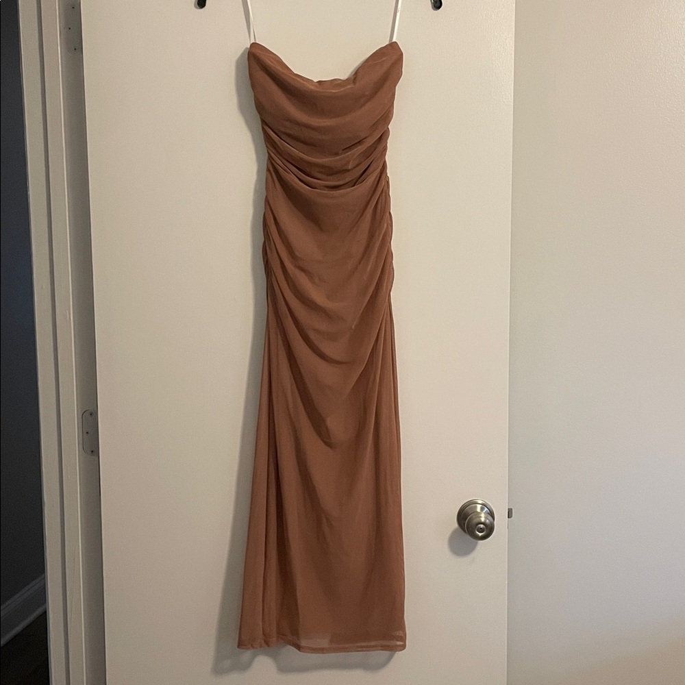 Lulus Tan/Brown Strapless Dress